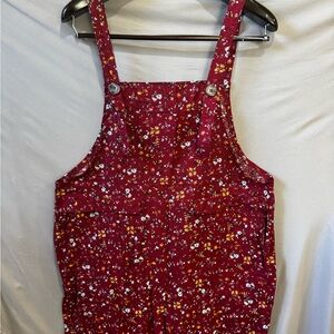 Floral Red Overalls